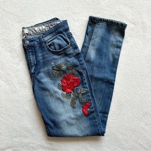 Vintage America Denim Jeans with Red Embroidery
